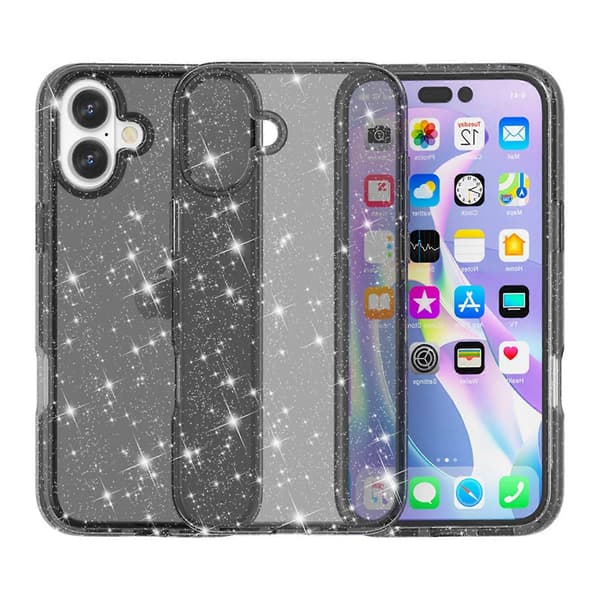 AMORUS Case for iPhone 17, Soft TPU Hard PC Back Shockproof Phone Cover - Glitter Black (Glitter Black)