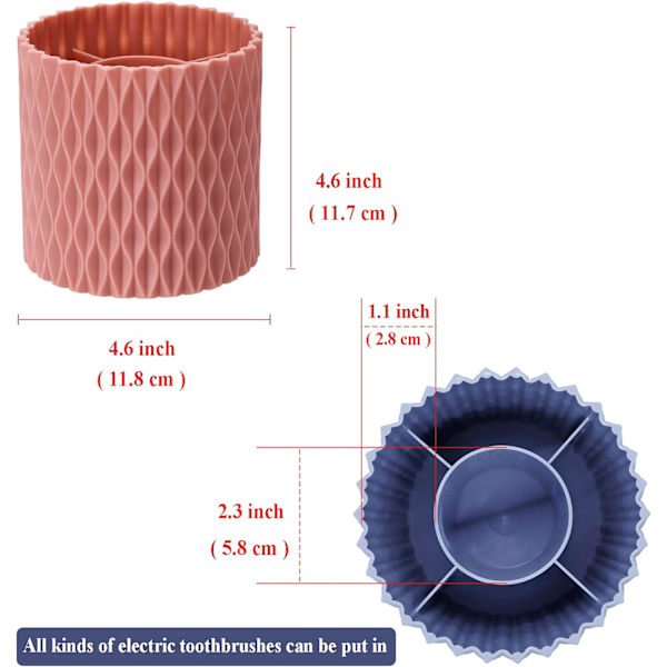 Badeværelse Tandbørsteholder, Tandbørsteholder 4,6 tommer (ca. 11,7 cm) Roterbar Tandbørsteholder med 5 rum.