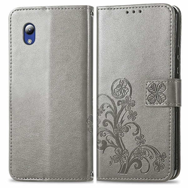 Nelikkoapila-lukollinen nahkakotelo ZTE Blade A31 Lite -puhelimelle Grey