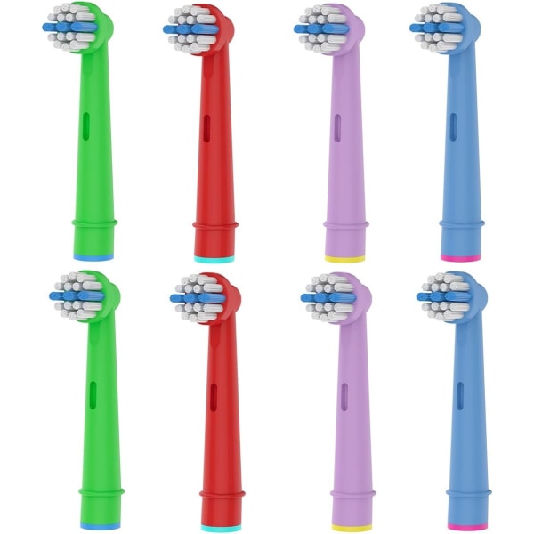 8-pack elektriska tandborstar ersättningshuvuden för barn kompatibel med Oral B elektrisk tandborste, extra mjuka borst