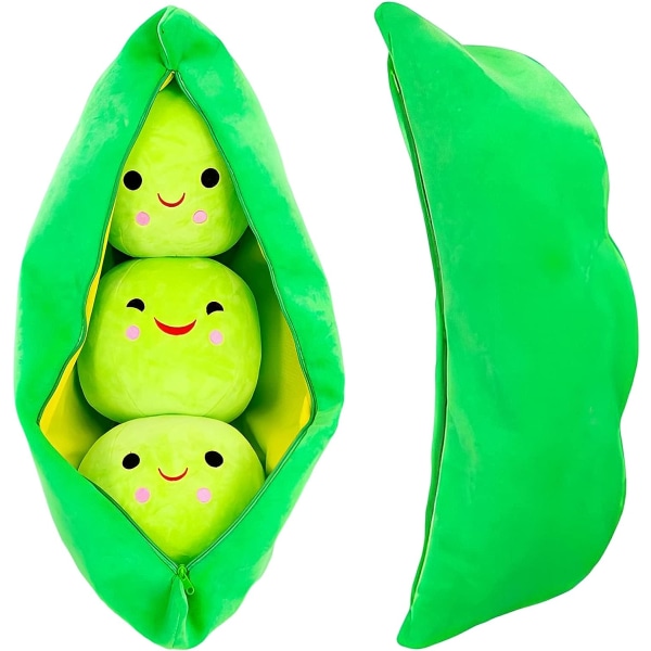 Giant Pea Plysh Toys Pea Pod Kudde Söt ärtfyllda leksaker Botaniska dockor Olika storlekar (gröna ärtor, 9,8 tum/25 cm)