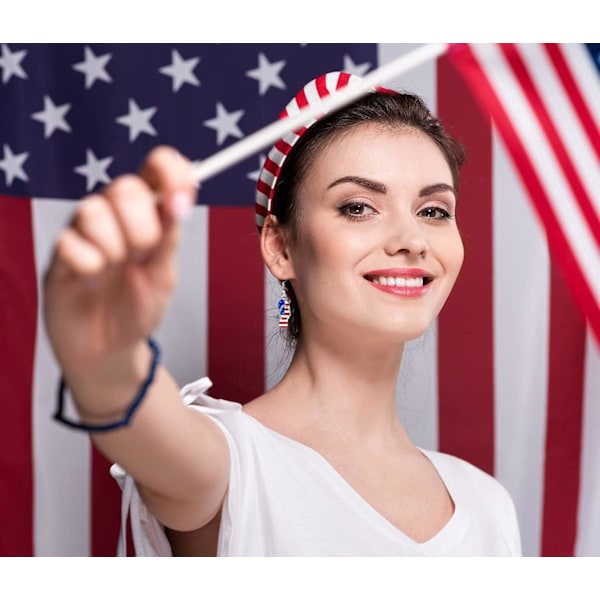 Patriotisk Röd Vit Blå Amerikanska USA Flagga örhängen, Flip Flop Sandal Butterfly Diamond