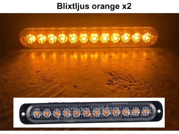 190mm blitzlys markeringslys orange 2-pak 12-24v led strobe