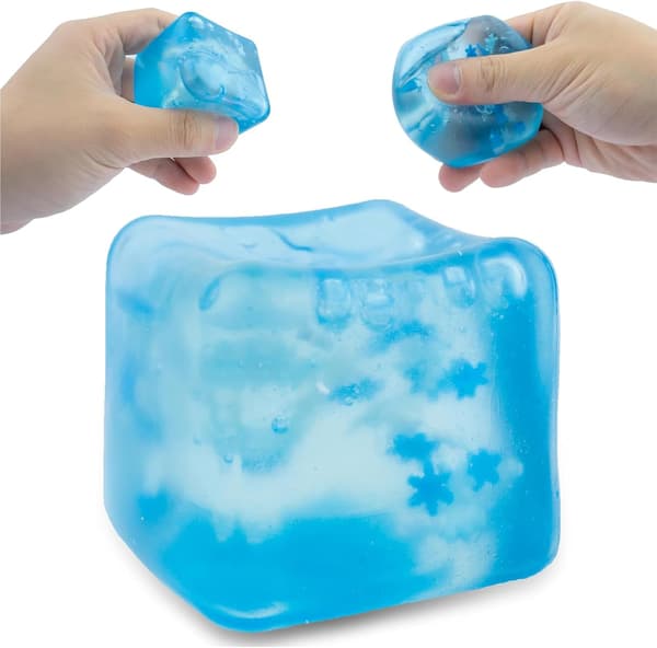 Fin terning blå squishy, terning klemmelegetøj, isterning fidgetlegetøj, sensorisk fidgetlegetøj, Taba squishy stress-terning til angstlindring for voksne (blå) BLÅ