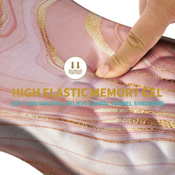 Ergonomisk musepude håndledsstøtte med massage design, håndledsstøtte smertelindring musemåtte med memory foam og skridsikker (12x8 tommer, pink guld marmor)