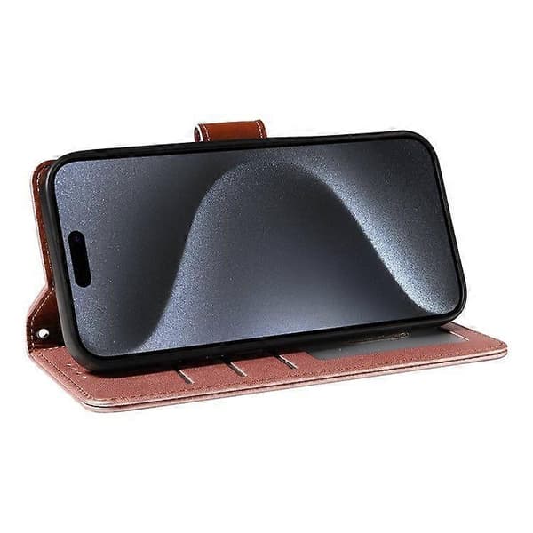 Läderplånboksfodral med handledsrem för iPhone 16e (Roséguld)