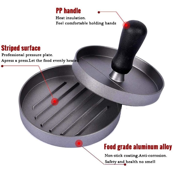 Burgerpresse - perfekt formet non-stick burgerpresse patty-formemaskin - beste aluminium presse grill gaveidé