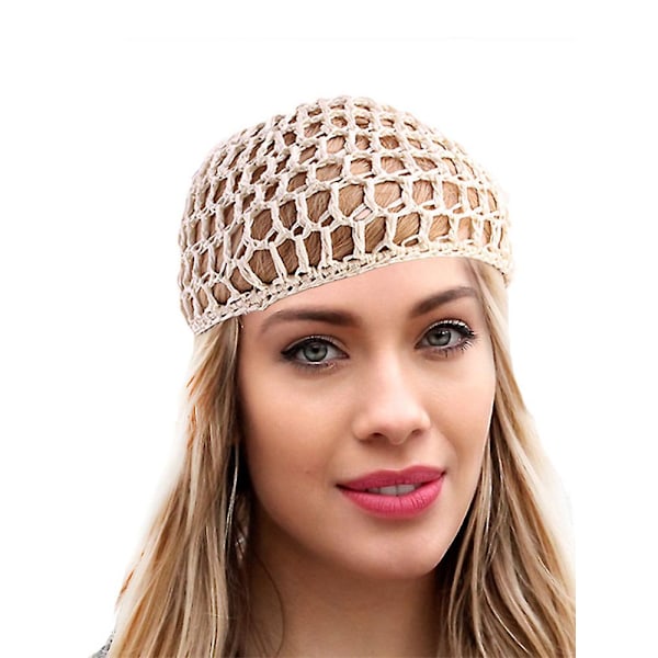 Hårnett i netting, heklet lue, fiskenett hårnett, snood-deksel ornament for soving Khaki