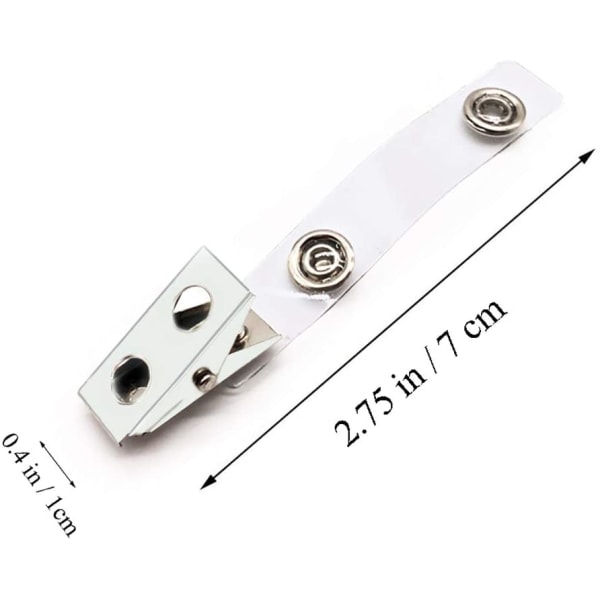 100 stk. Premium metallmerker med klare PVC-stropper for ID-kort, merker, navneskilt, arbeidsmerker