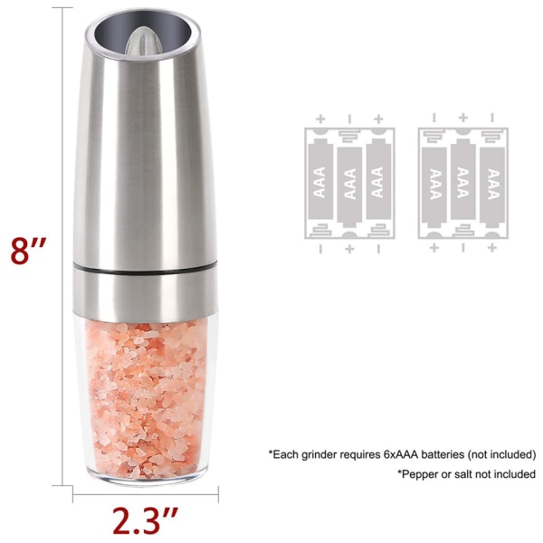 Elektrisk kværn til peber eller salt med justerbar grovhed - Automatisk kværn til peber og salt - Batteridrevet