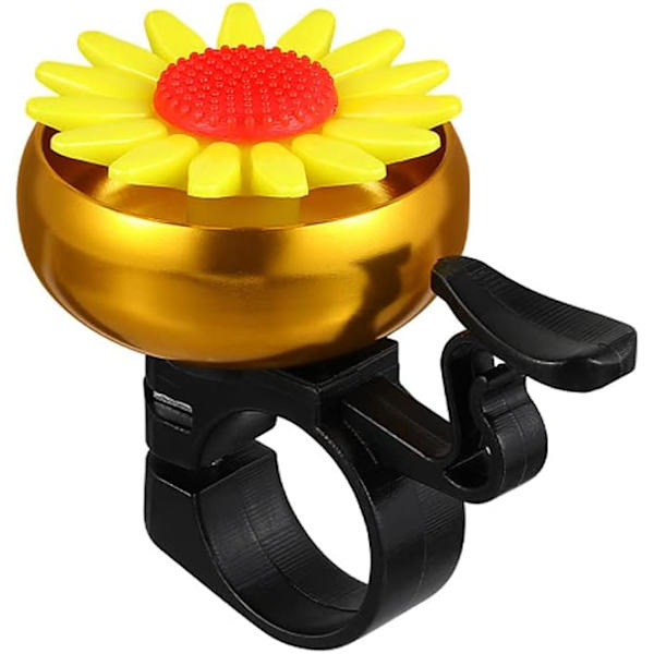 Cykelklokke Mini cykelklokke Advarsel på cykelstyr til børn drenge og piger børn der cykler, gule blomster.