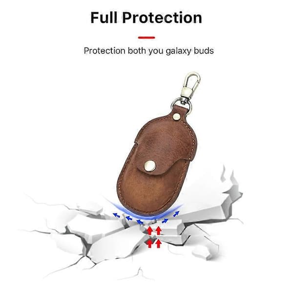 CF1109 Crazy Horse Texture Clamshell Headphone Protective Leather Case with Hook for Galaxy Buds