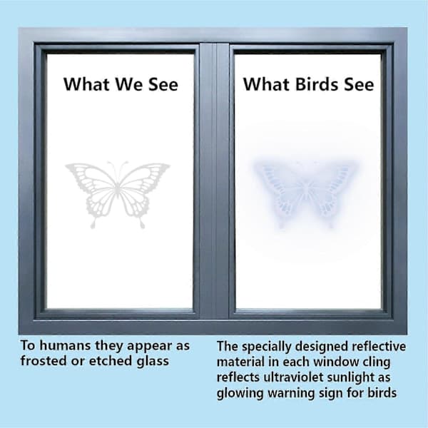 Butterfly Anti-Collision Window Decals Transparent/Dustproof Warning Bird Decals 24 pcs