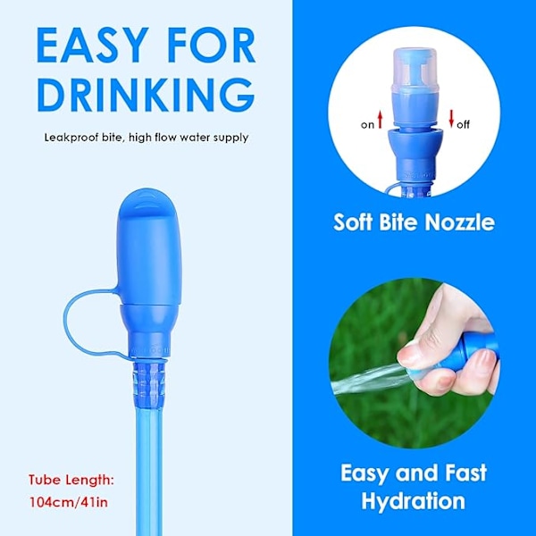 Vätskebehållare, Läcksäker Vattenbehållare, 2L, Vattenpåse BPA-fri, för Löpning Cykling Vandring Camping Blue