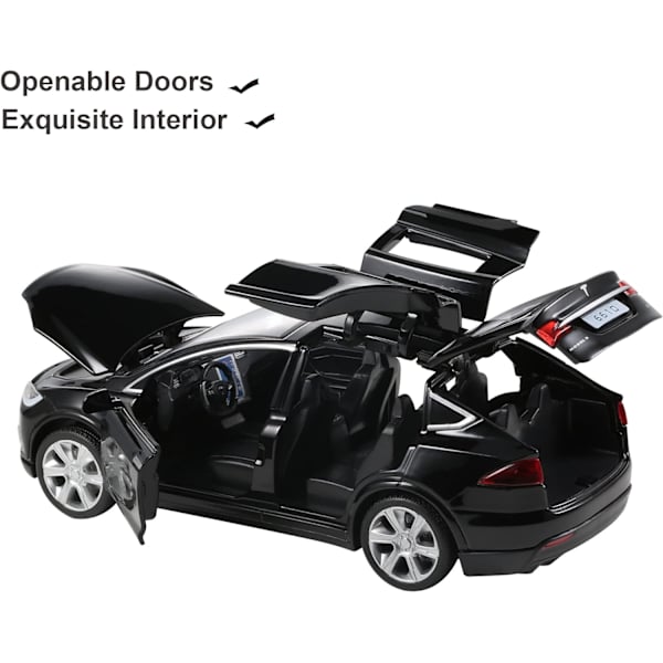 Legetøjsbiler Model X 1:32 Tilbage Træk Køretøjer Diecast Bilmodel Biler Legetøj til Drenge og Piger 3 til 12 År Gammel Sort