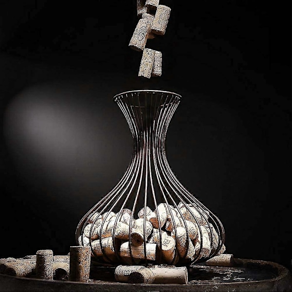 Vinkork Holder Display Vinstopper Caddy Vino Kork Samler Champagne Kork Opbevaringsstativ Fritstående Korkfanger Beholder Bur, Metal Bronze