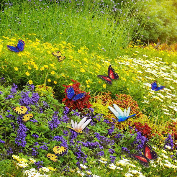 Fjärilsstakar, 50 st Trädgårdsfjärilsstakar Dekor Utomhusgård Uteplats Planteringskruka Blomkruka Blandad Färg-4,5 cm