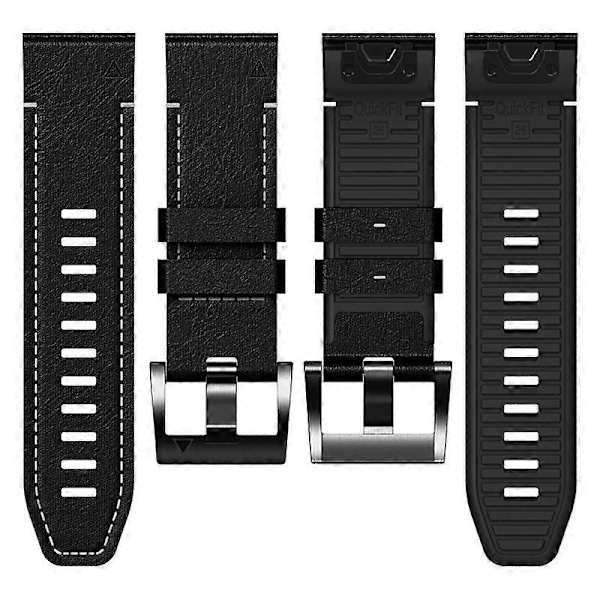 Garmin Tactix 7 Pro/Fenix 7X/6X/6X Pro/5X Plus -kellon ranneke nahkapäällysteinen silikoninen ranneke Style C