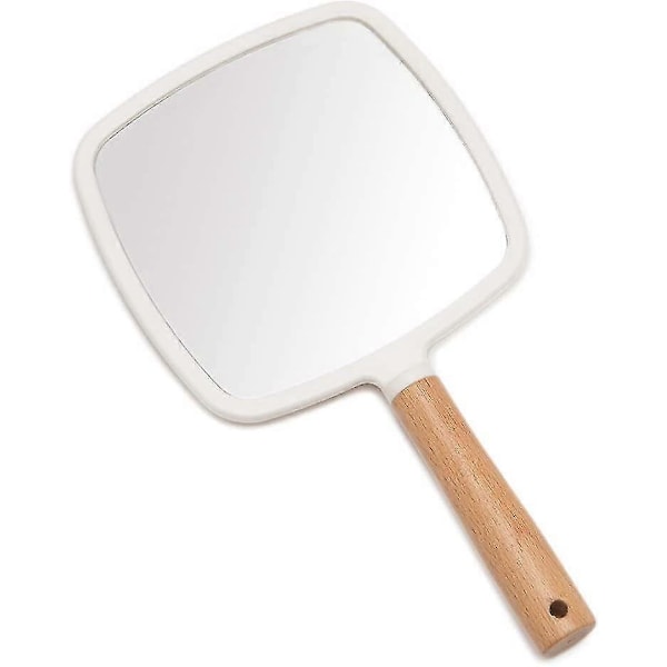 Handhållen Spegel Med Handtag För Makeup, Liten Söt Trähandspegel För Rakning Med Hål För Upphängning Ensidig Bärbar Resespegel För Män & Kvinnor