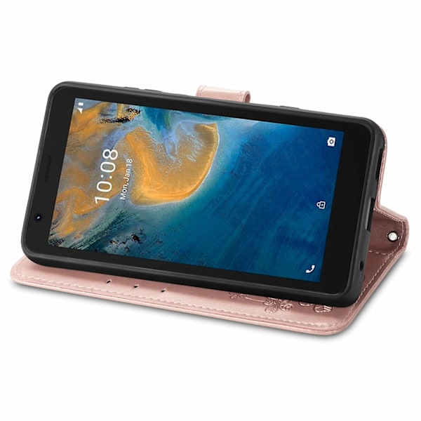 Firkløver Lås Læder Etui Til ZTE Blade A31 Lite Rose Gold