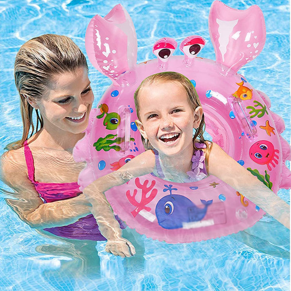Oppustelige pool flydere til babyer og småbørn - oppustelig flydering til vand - svømmering - flydende båd til børn underarm cirkel (krabbe) - pink