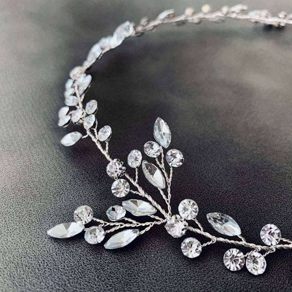 Brud bröllop kristallhår vin silver strass hårbit brud hår accessoarer för kvinnor och flickor HV113 (Silver)