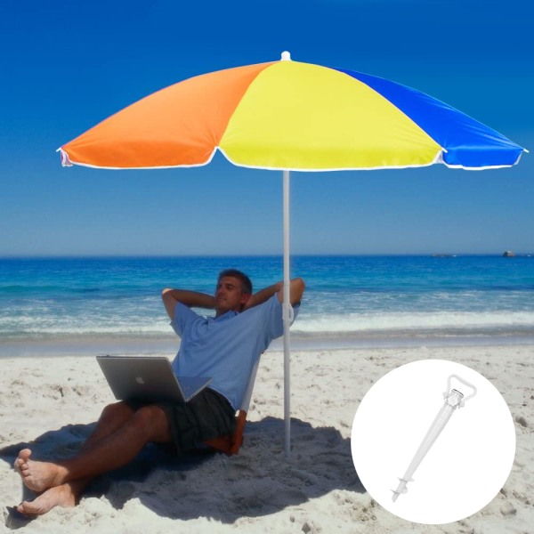 Parasollhållare strand eller jordgrön med jordpluggar för parasoll ， 25-35 mm-Vit
