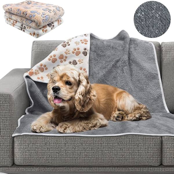 Vanntett hundeteppe, 2-pak vaskbare hundetepper for seng, sofa, sofabeskytter, mellomstore og store hunder, 40\"×30\"(hvit+kaffe)