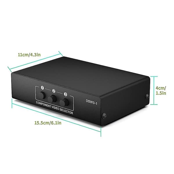 3-vejs RGB Komponent AV Switch Video Lydvælger 3 ind 1 ud Ypbpr Komponent RGB Switch Box F