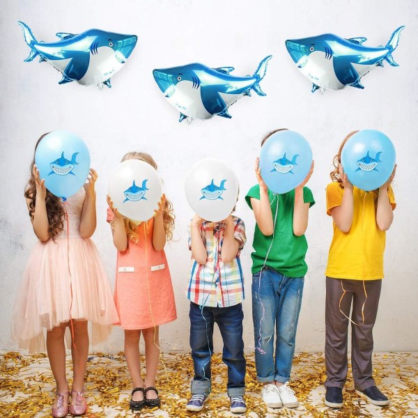 Sea World Shark Balloons Zoo Animal Shark Party Supplies - Fish Shark Barn Pojkar Flickor Födelsedagsdekorationer Baby Shower - 6 Pack Giant 40''