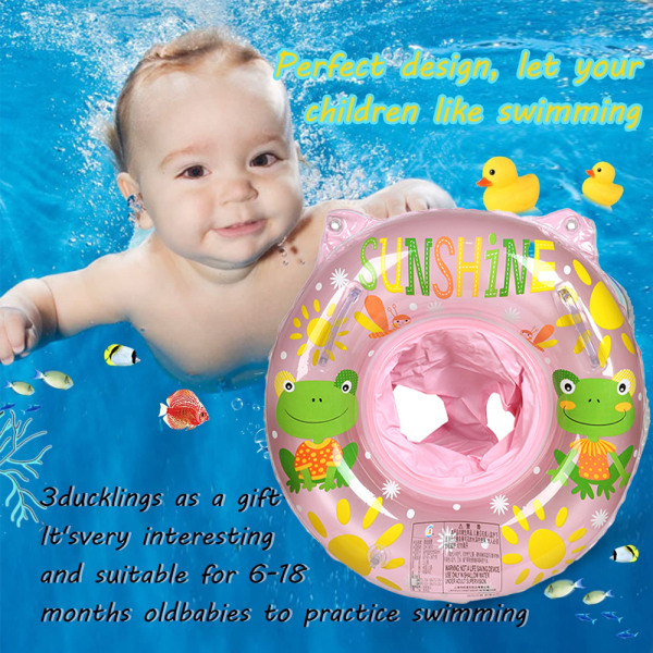 Baby svømme ring, baby svømmehjælp, baby svømmehjælp med svømmesæde - mørk frø sæde (pink)