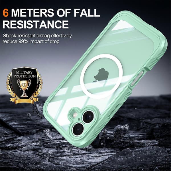 [LCS] For iPhone 17 Magnetic Case PC + TPU Phone Case with Tempered Glass Screen Protector Green