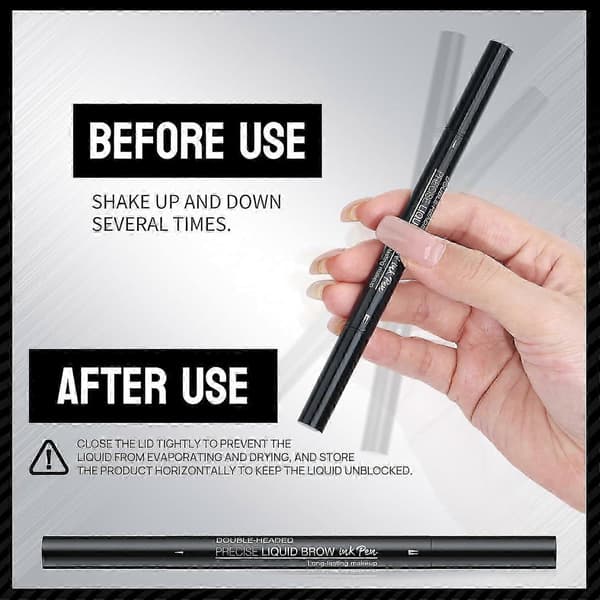 Natural Eyebrow Pencil, New 2-in-1 Double-Sided Microblading Eyebrow Pen, with Micro-Fork Tip and Precise Brush Tip (Black Brown)