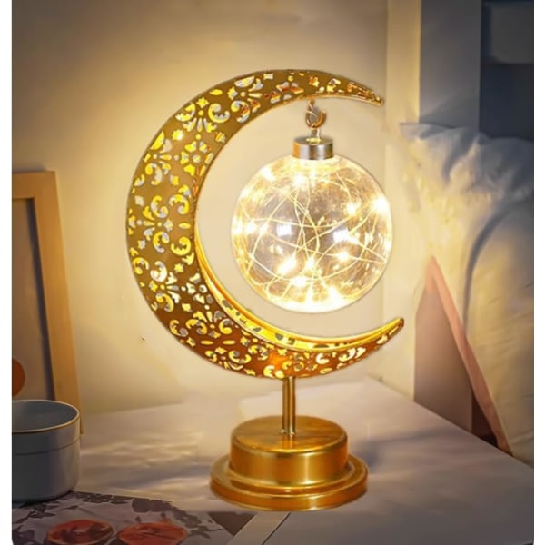 Månebordlamper Ramadan-lampe fortryllende månelampe, batteridrevet nattbordslampe barnehage lys sovesal kontorbord juledekorasjoner