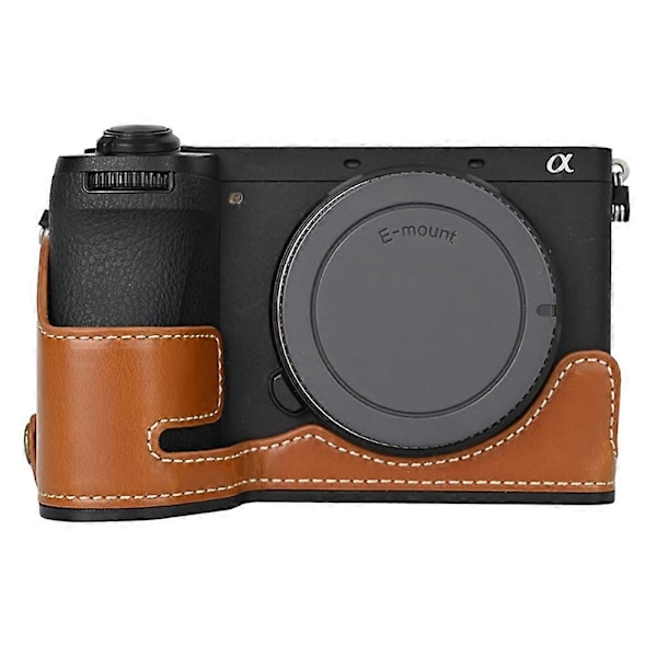 Type D PU Læder Bund Etui Halv Krop Kamerabeskyttelsescover til Sony A6700 Style C