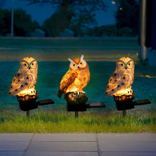 Puutarhan aurinkovalo ulkona koristeellinen hartsi pöllö aurinkovalo LED-valolla panoksella - Hartsi pöllö aurinkovalo LED-puutarhavalo - Vedenpitävä