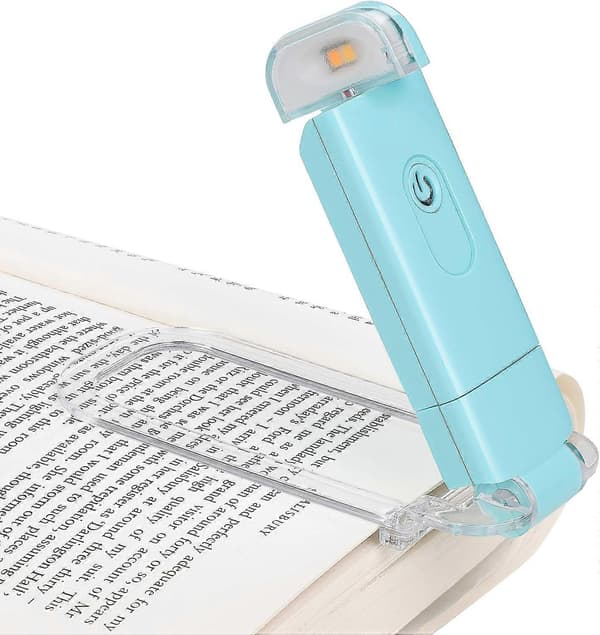 Leselys, rav og varmhvit, boklysklemme, LED-leselys med USB oppladbart