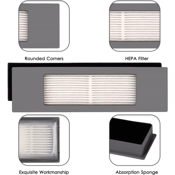 (8 kpl) HEPA-suodatin Ecovacs DEEBOT OZMO 920 950 T8 AIVI Max T9 T5 N5 N7 N8+ N8 Pro Plus DX55 -robotti-imurille, robotti-imurin suodatinpaketti
