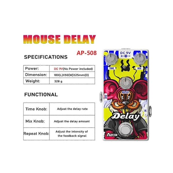 AP-508 Gitarr Effekt 12 Zodiac Series Mouse Delay Gitarrpedal Effekt Delay Mini Pedal Gitarr Effe