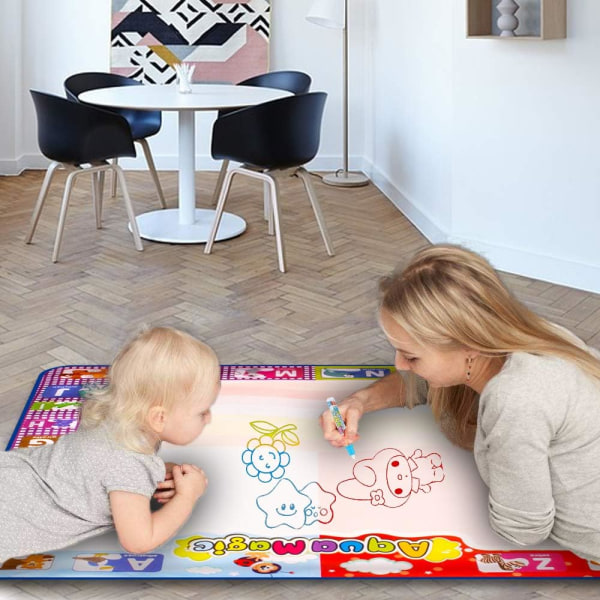 Vattenritmatta, stor målarmatta för barn, kladdfri ritmatta med neonfärger, pedagogisk leksak för barn i åldrarna 3, 4, 5 och 6 år