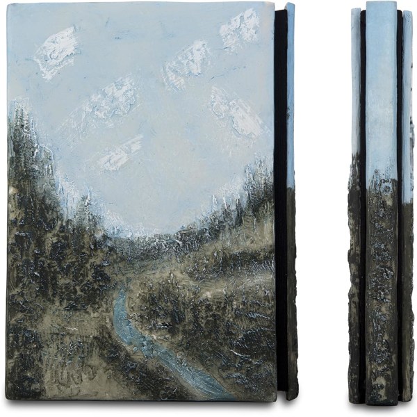 3D Relief Notebook Journal Writing Embossed Notebook Journal Handmade Daily Notepad Antique Travel Diary(7.3\" x 5.1\" (Blå-slott)