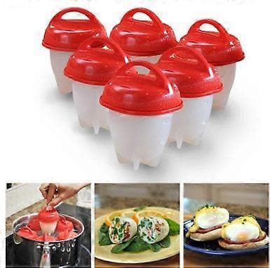 6-pakning non-stick silikon eggekopper for koking av posjert egg