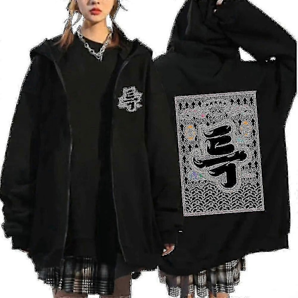 Stray Kids Hoodies Skzoo Tryckta Jackor Skz Huvjacka Koreansk Kpop Konsert Kappa Stray Kids Sweatshirt Y2k Män Kvinnor-Yvan Black14 4XL