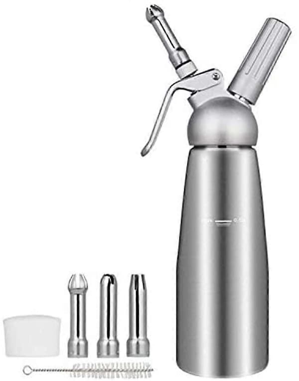 Nirvana 500ml Flødesifon Rustfrit Stål Flødeskumsmaskine Flødesifon Flødeskum med aluminiumskrop + 3 stk. dyser i rustfrit stål