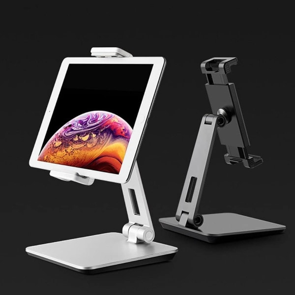 Justerbar tablettfäste, håller en hylla för stationär aluminiumdator mobiltelefon, stationär (Färg: White-Fruit Peach5)