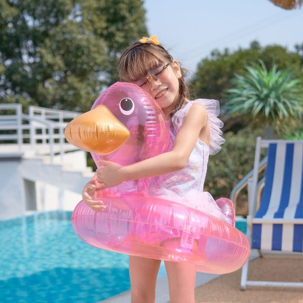 Uppblåsbar barnpool simring strand transparent ankpool leksaker simvatten festdekorationer - rosa