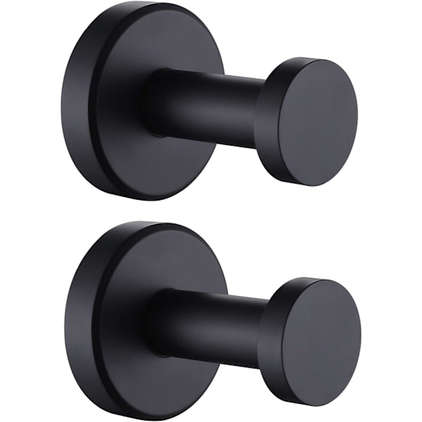 Badrumshanddukskrokar 2-pack, Runda klädhängare i rostfritt stål, Modern dekorativ toalettkökskläder Vägghållare (Matt svart)