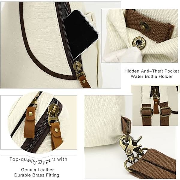 Canvas Sling Bag - Lille Crossbody Rygsæk Skulder Casual Daypack Rygsæk til Mænd Kvinder