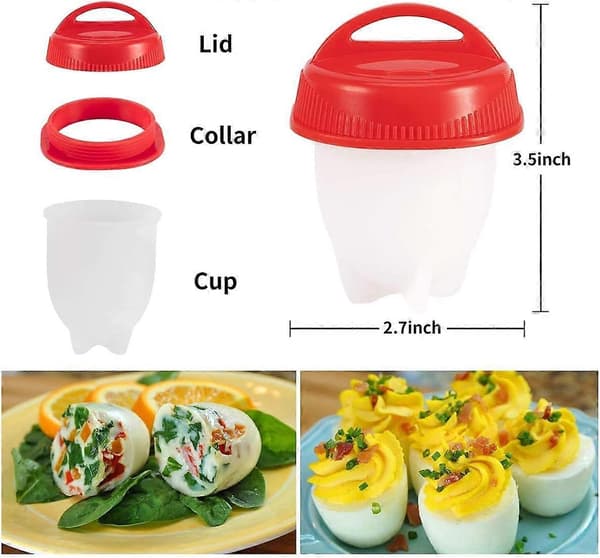 Silicone Egg Cooker Without Shell, Non-Stick Egg Mold for Hard-Boiled Eggs, Smaller Eggs, for Steamer and Oven BPA-Free, 6 Set for Easter Gift ZeGoods