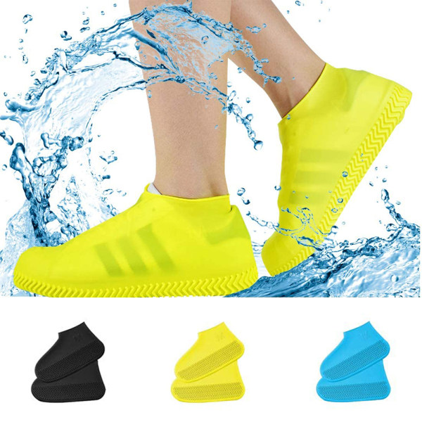 Vattentäta skoöverdrag, återanvändbar cover i silikon för män kvinnor, L, gul